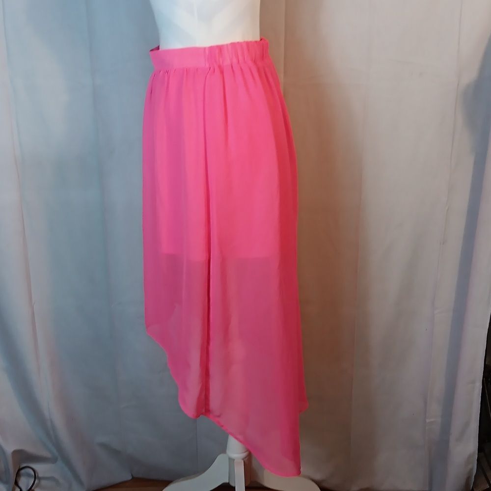 Neon Pink High Low Skirt - Picture 2 of 6